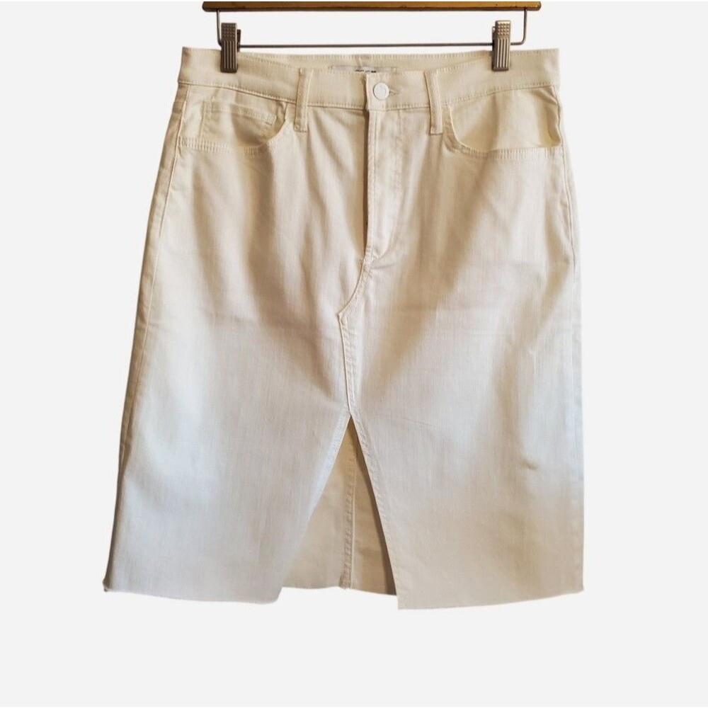 Joes Jeans High Rise Cream Midi Skirt Front Slit Size 30 Rodeo Western Casual